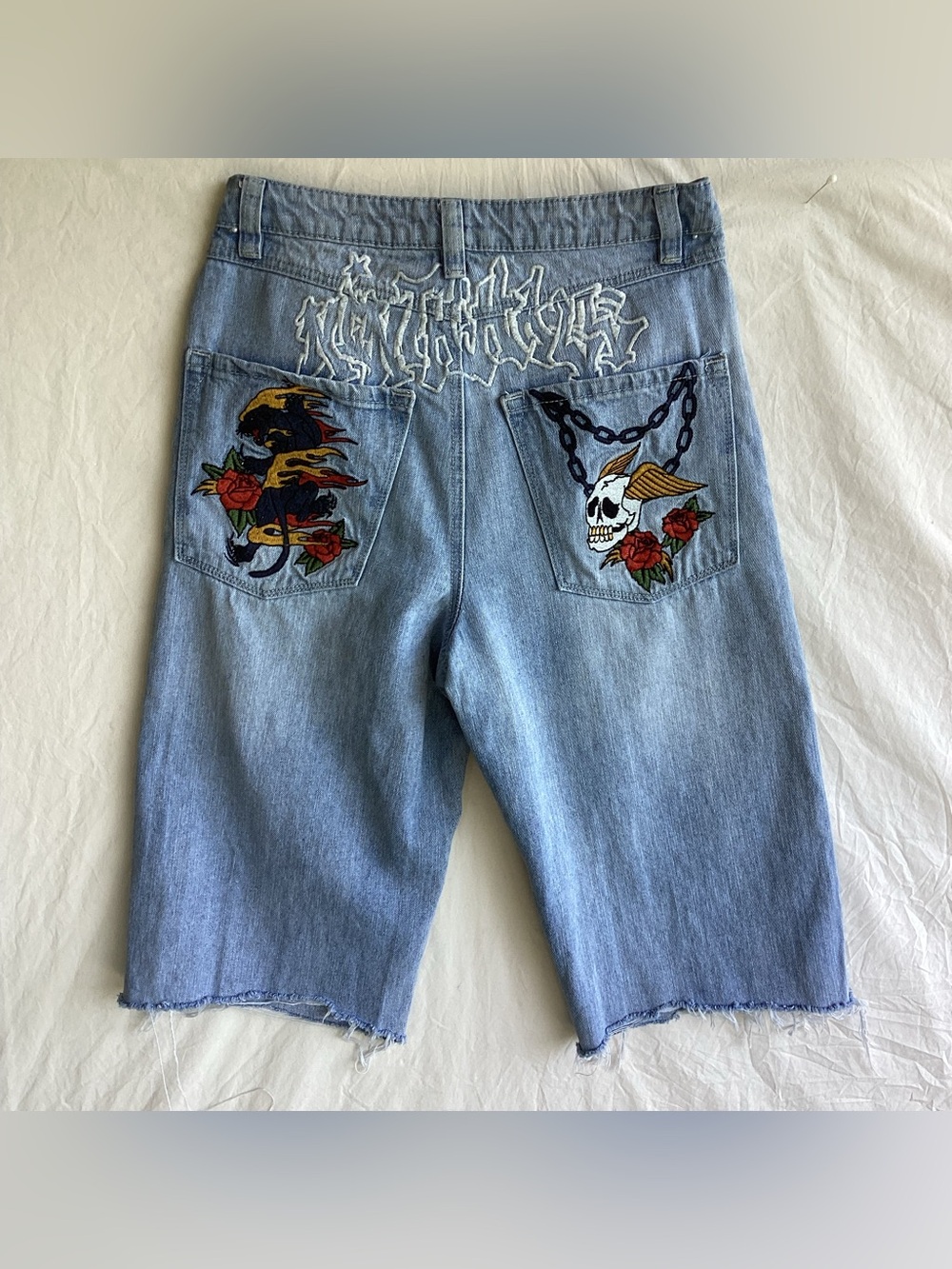 Ninth ambush Hall Waylay Skull Blue Wash Loose Fit Shorts jorts